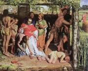 William Holman Hunt a converted british family sheltering a christian priest from the persecution of the druids painting